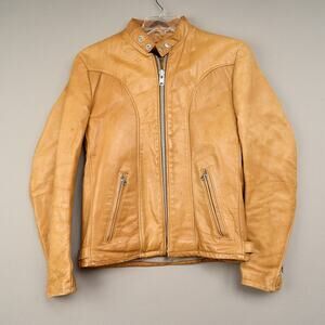 Schott Leather Jacket Mens 36 Cafe Racer Moto Fur Lining Talon Zip Vintage 70s.